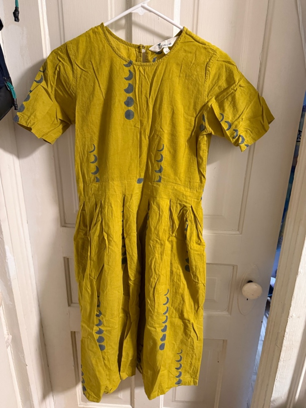 Chidiyaa Mustard Yellow Crescent Print Dress - Size S